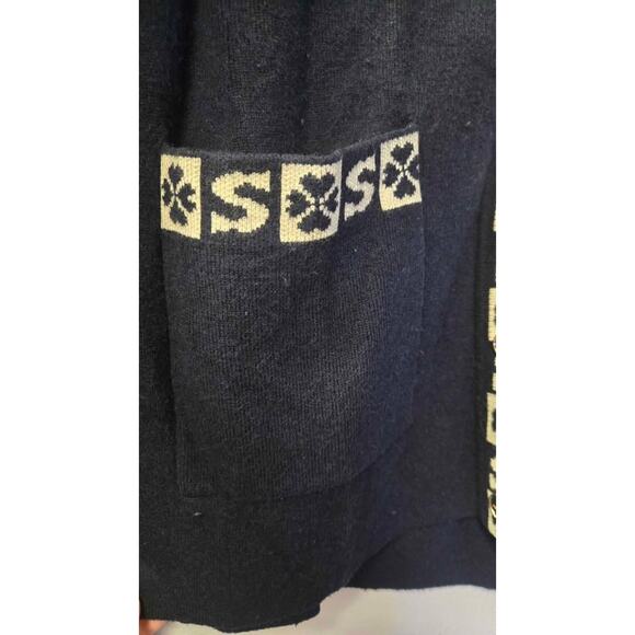 Sandro Paris Black Knit Cardigan Gold Button Clover 'S' Trim Size 2 / Small - Picture 2 of 5